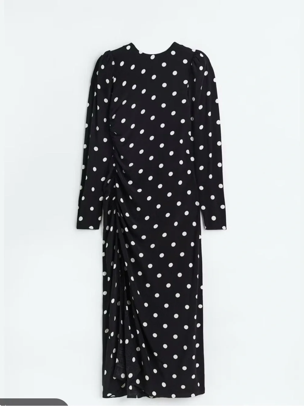 H&M Black & White Polka Dot Long Sleeve Midi Dress Size M